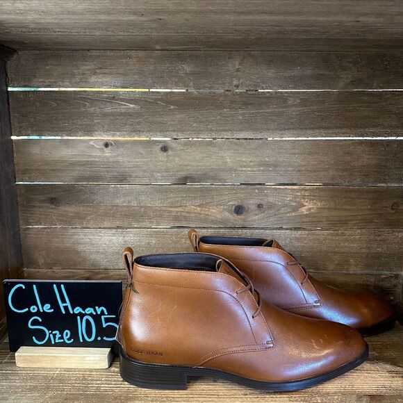 New Mens Cole Haan Hawthorne Brown Leather Chukka Ankle Dress‎ Boots Size 10.5 M